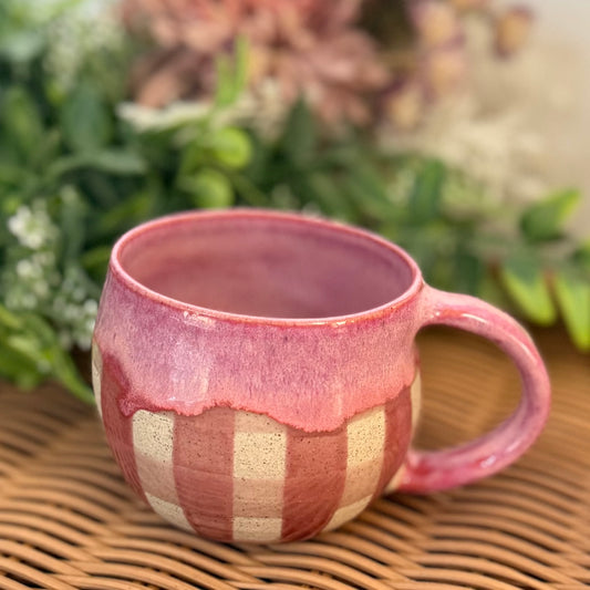 Pink Gingham Cosy Mug