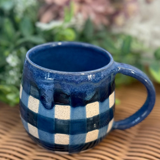 Blue Gingham Cosy Mug