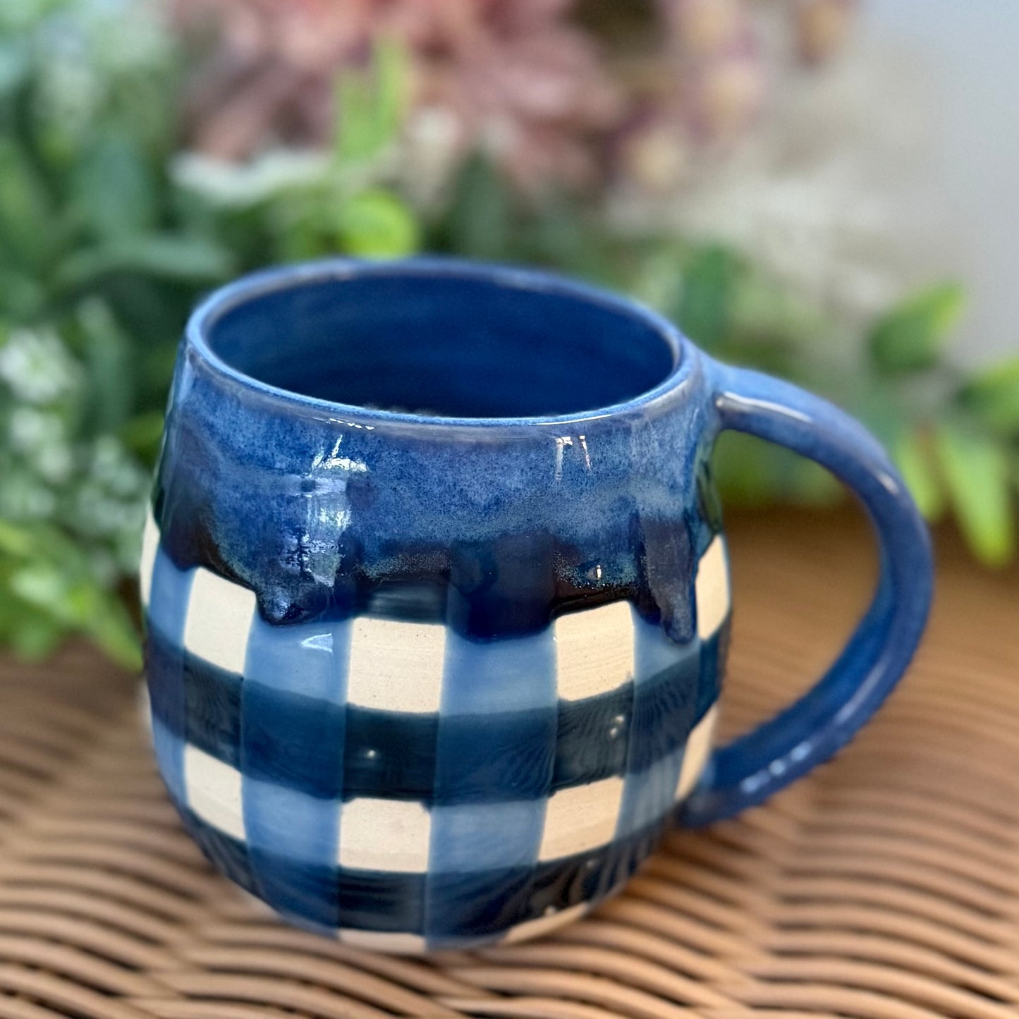 Blue Gingham Cosy Mug
