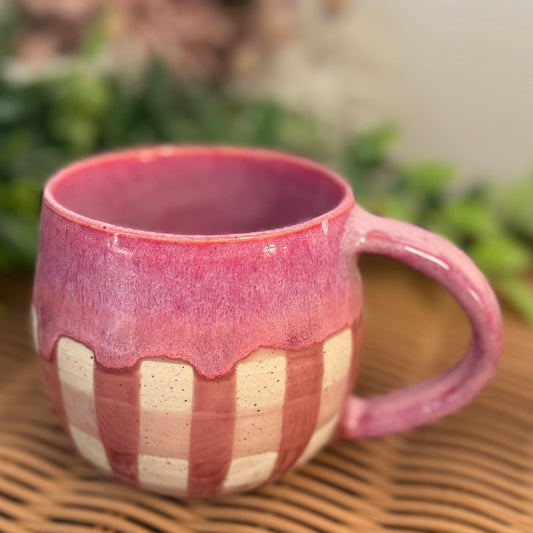 Pink Gingham Cosy Mug