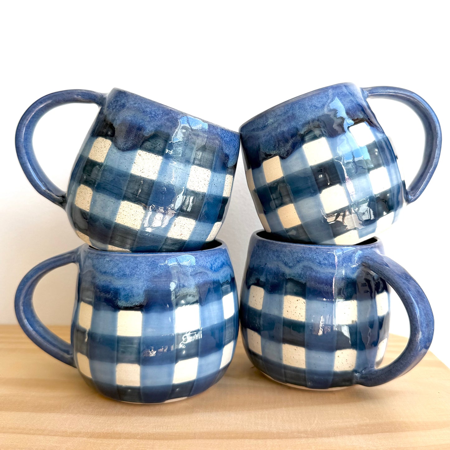 Blue Gingham Cosy Mug