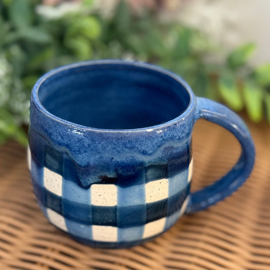 Blue Gingham Cosy Mug