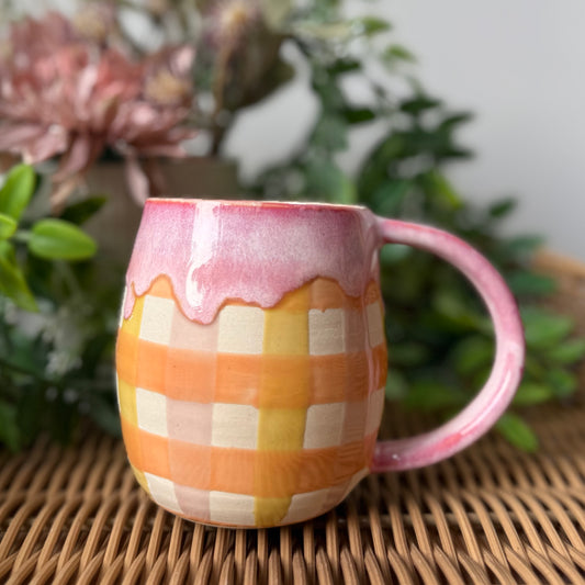 Golden Sunset Gingham Cosy Mug